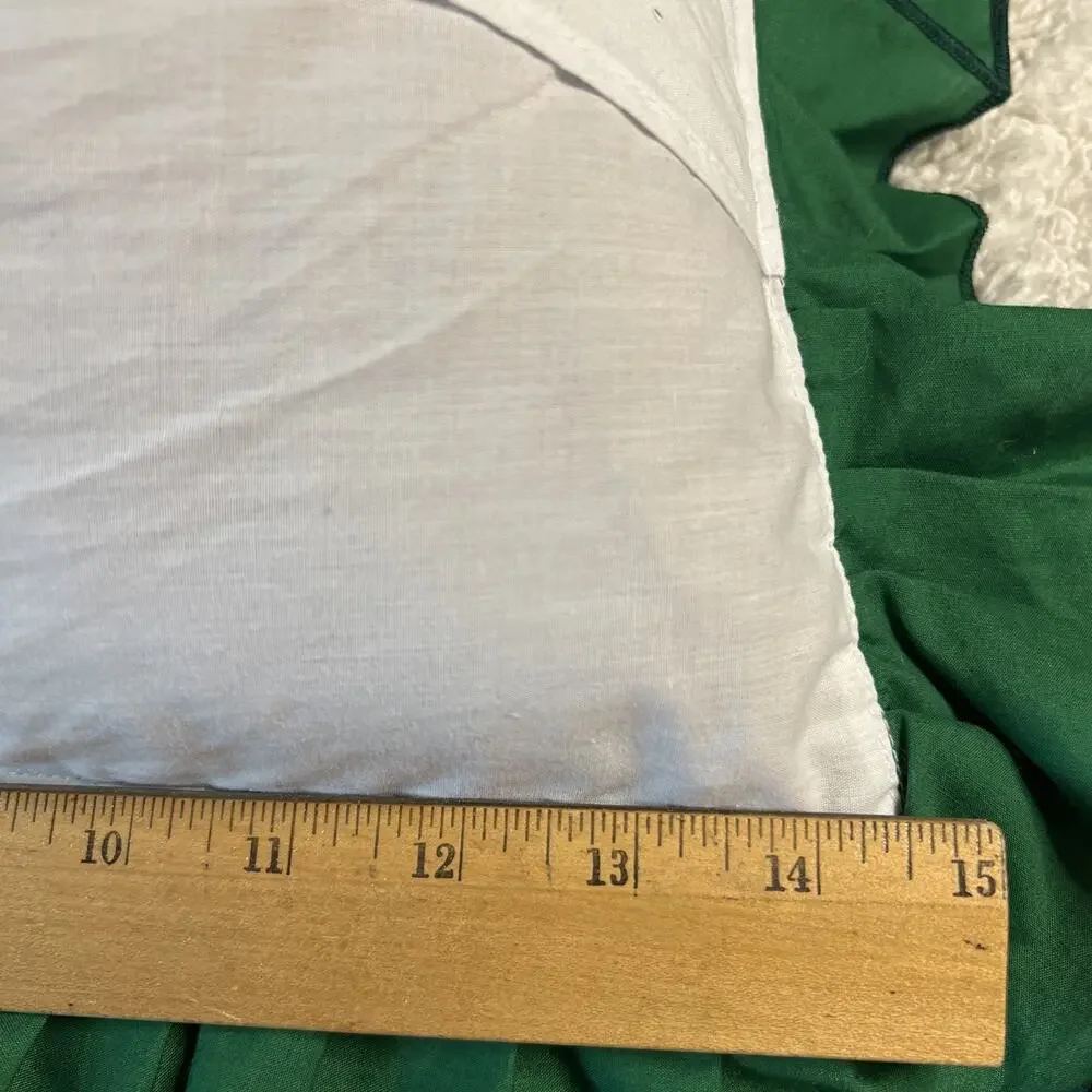 Vintage Christmas Pinwheel Quilt Pillow Red Green Ruffle Farmhouse Country